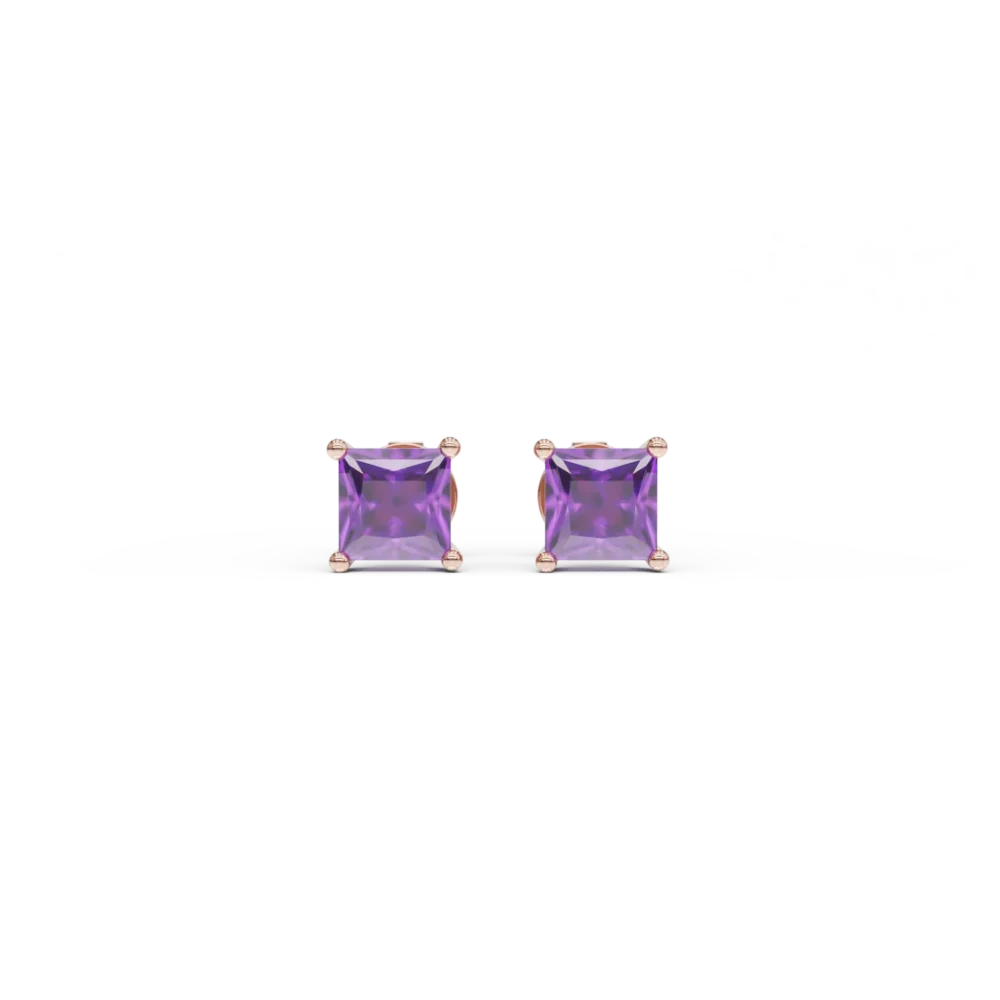 Cercei din aur roz cu ametiste square de 0.61ct - imagine 2