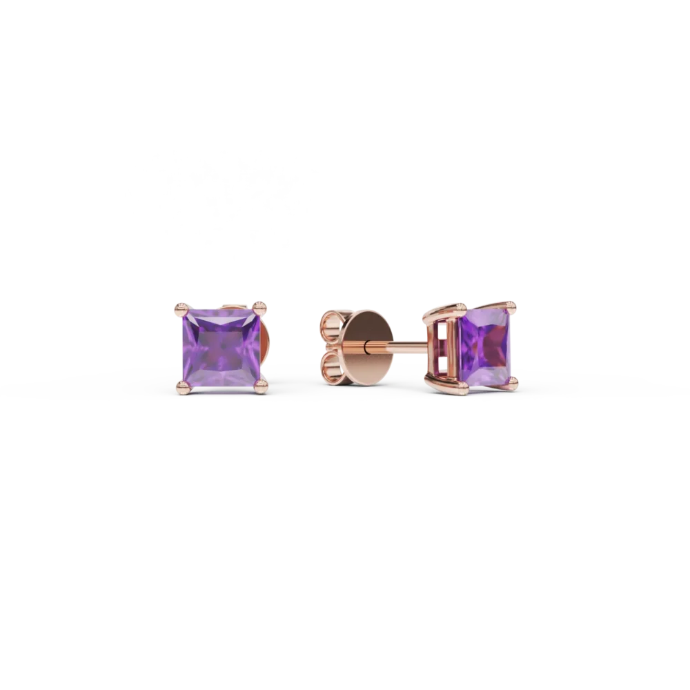 Cercei din aur roz cu ametiste square de 0.61ct