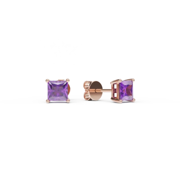Cercei din aur roz cu ametiste square de 0.61ct