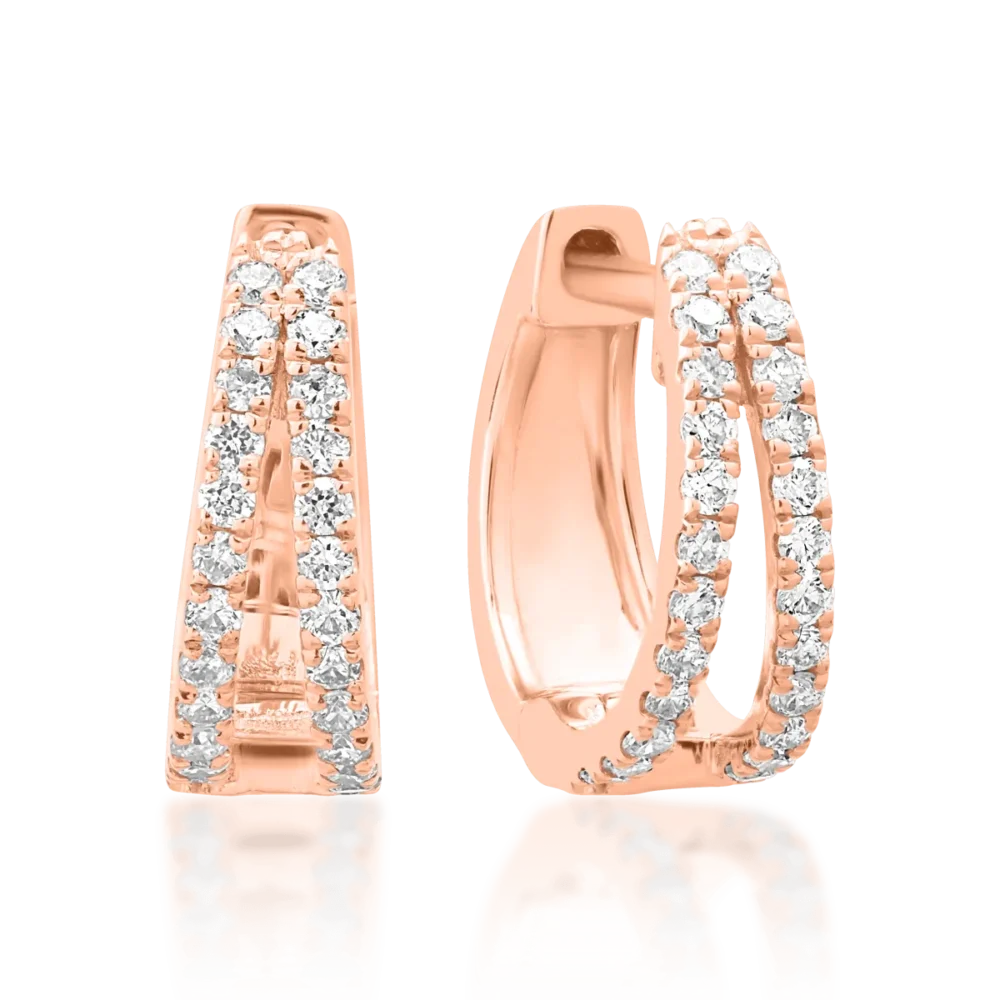 Cercei din aur roz cu diamante de 0.17ct