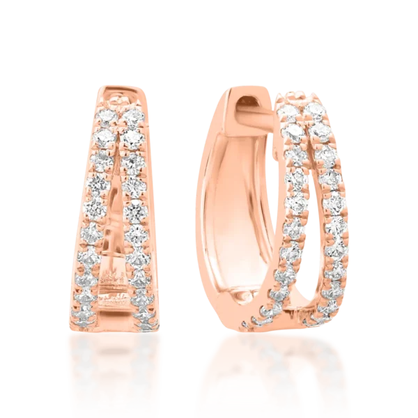 Cercei din aur roz cu diamante de 0.17ct