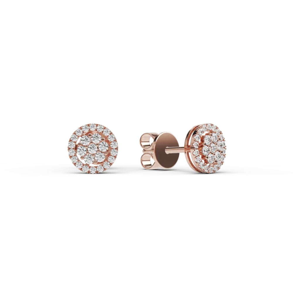 Cercei din aur roz cu diamante de 0.276ct