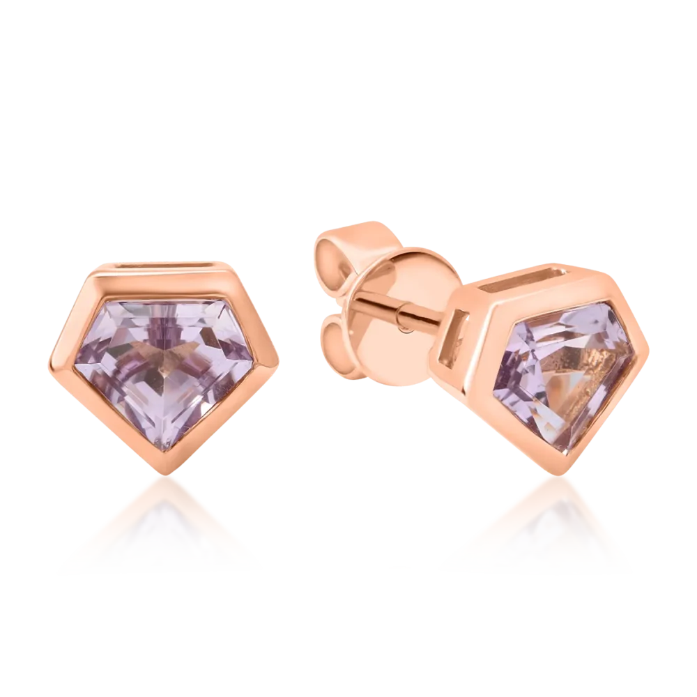Cercei din aur roz cu ametiste roz de 1.029ct