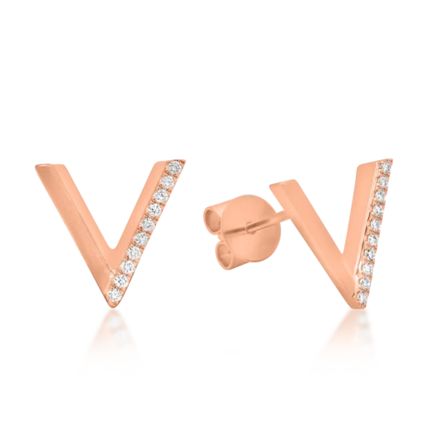 Cercei din aur roz cu diamante de 0.08ct