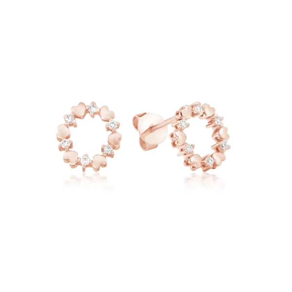 Cercei din aur roz cu diamante de 0.102ct