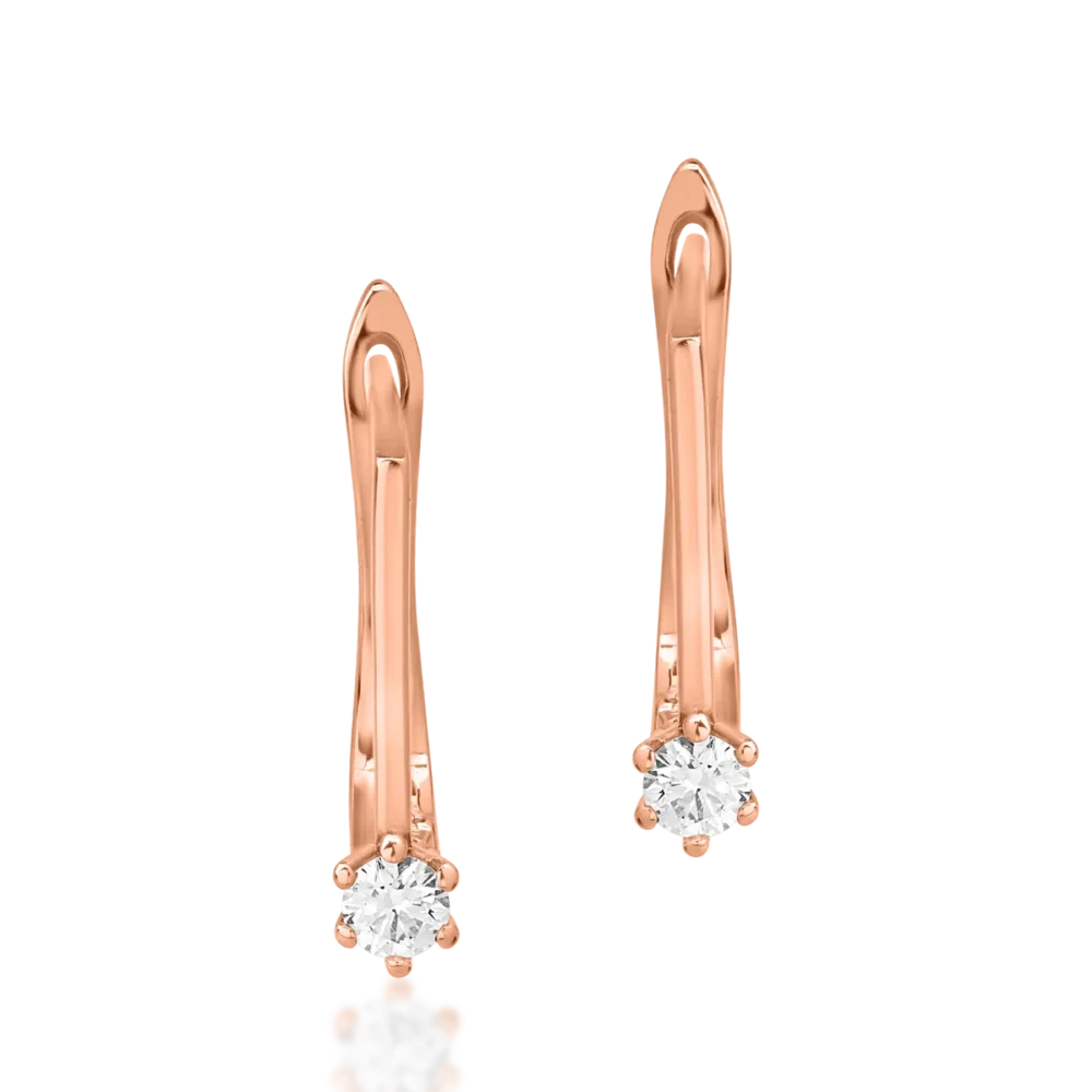 Cercei din aur roz cu diamante de 0.15ct - imagine 2