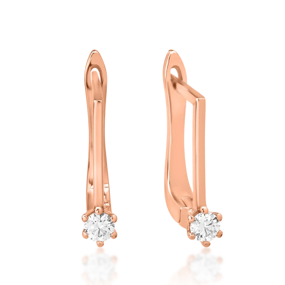 Cercei din aur roz cu diamante de 0.15ct