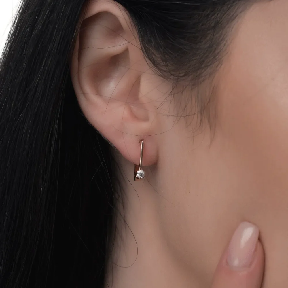 Cercei din aur roz cu diamante de 0.15ct - imagine 4