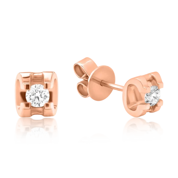 Cercei din aur roz cu diamante de 0.17ct