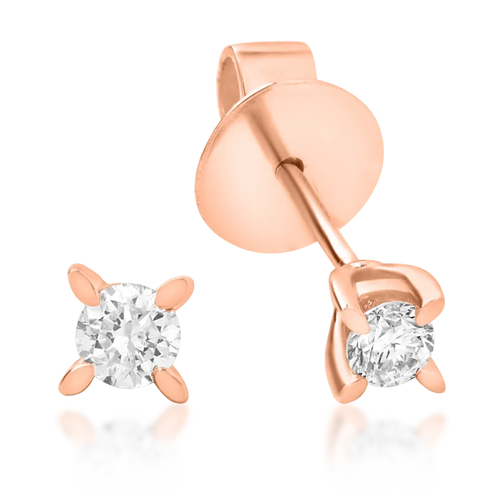 Cercei din aur roz cu diamante de 0.2ct