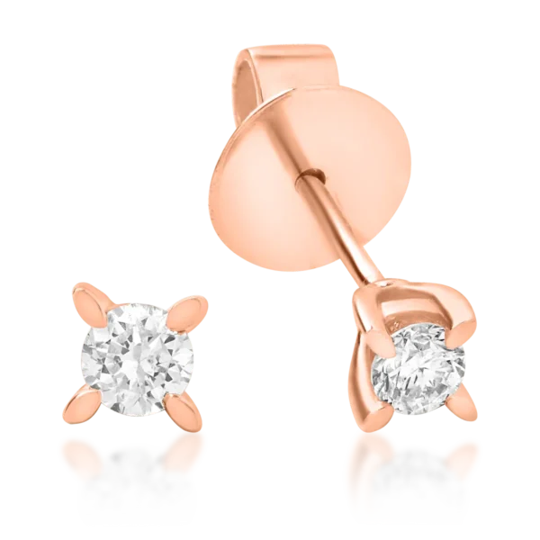 Cercei din aur roz cu diamante de 0.2ct