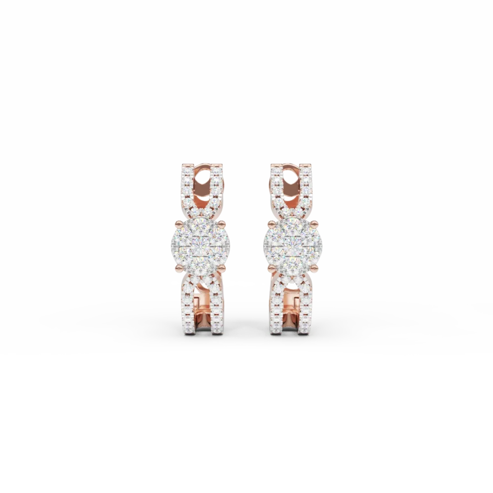 Cercei din aur roz cu diamante de 0.41ct - imagine 2