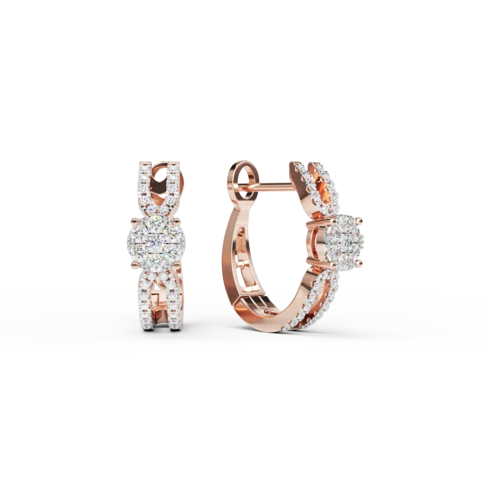 Cercei din aur roz cu diamante de 0.41ct