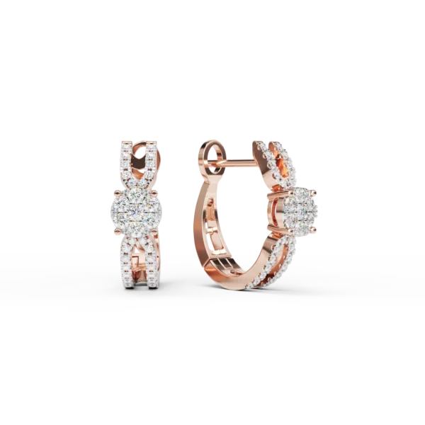 Cercei din aur roz cu diamante de 0.41ct