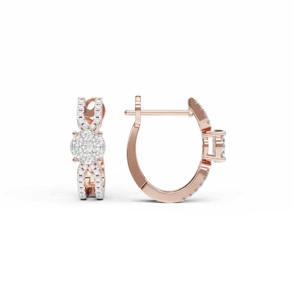 Cercei din aur roz cu diamante de 0.41ct - imagine 3