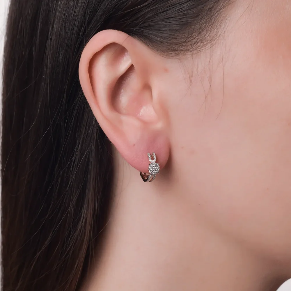 Cercei din aur roz cu diamante de 0.41ct - imagine 4