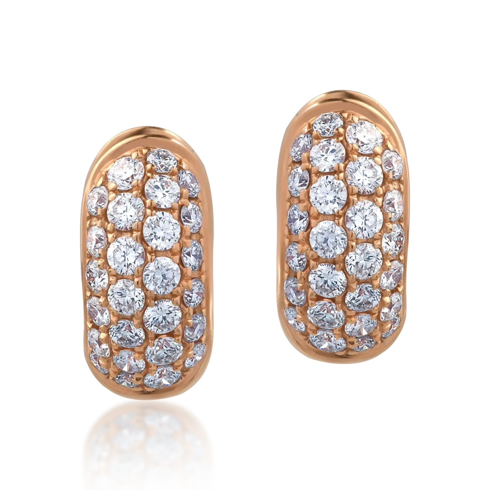 Cercei din aur roz cu diamante de 0.48ct - imagine 2