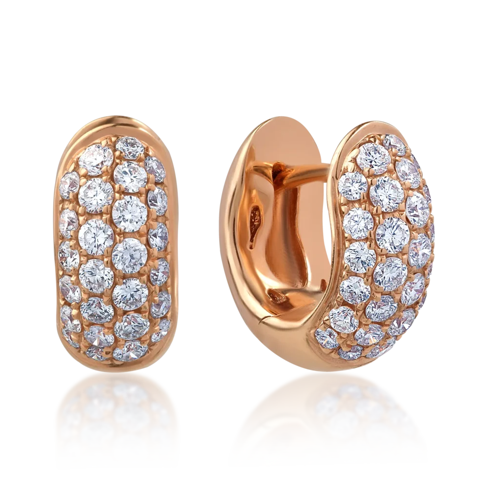 Cercei din aur roz cu diamante de 0.48ct