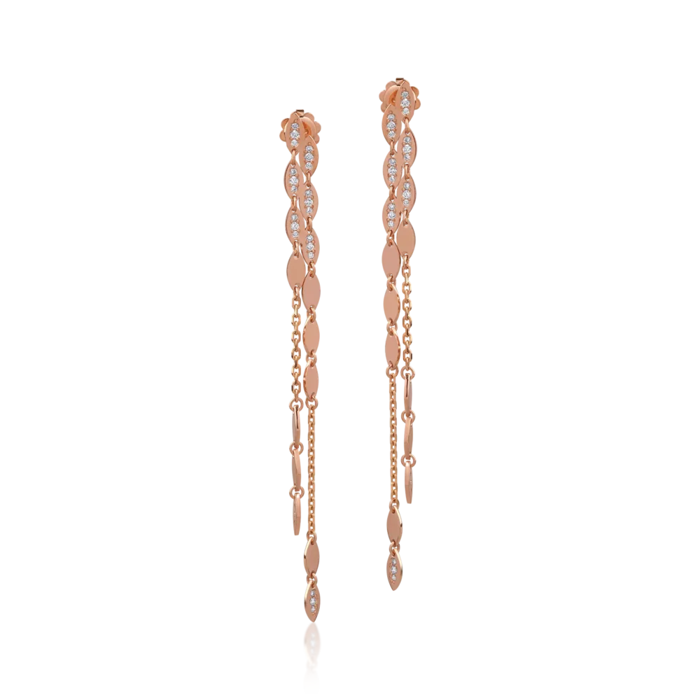 Cercei din aur roz cu diamante de 0.4ct - imagine 2