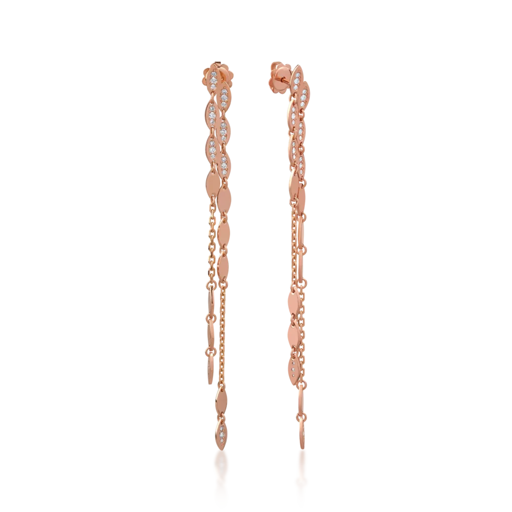 Cercei din aur roz cu diamante de 0.4ct