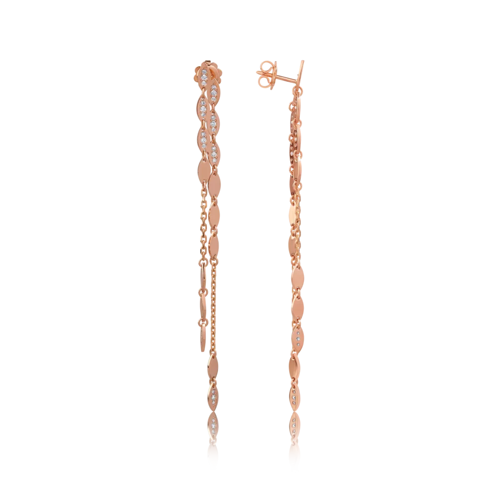 Cercei din aur roz cu diamante de 0.4ct - imagine 3