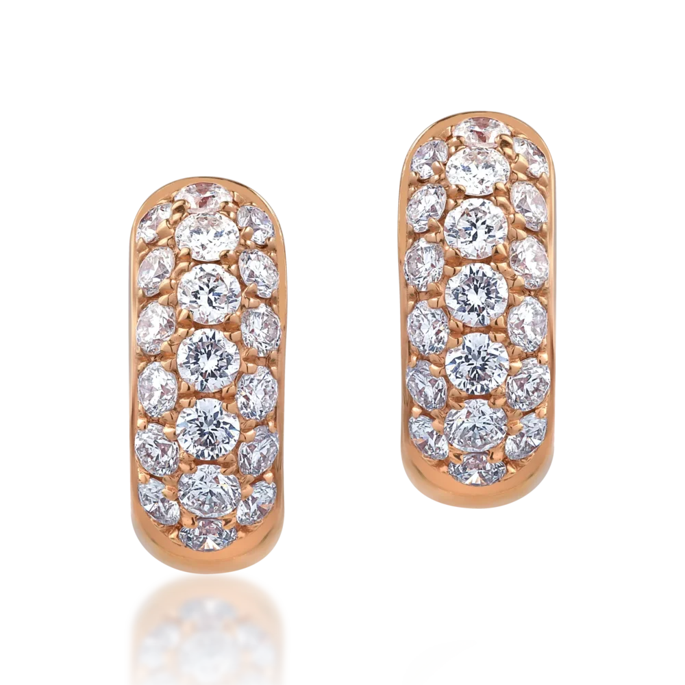 Cercei din aur roz cu diamante de 0.59ct - imagine 2