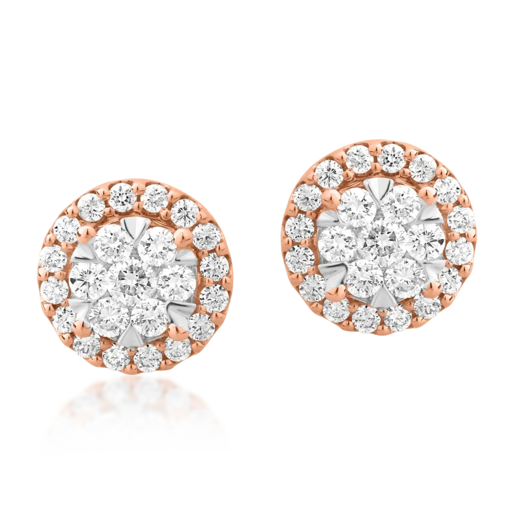 Cercei din aur roz cu diamante de 0.5ct - imagine 2