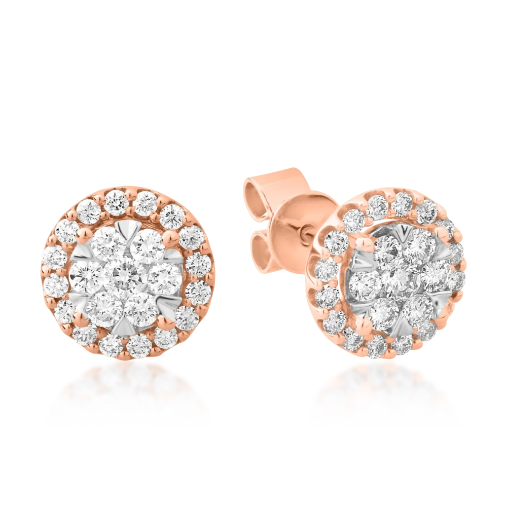Cercei din aur roz cu diamante de 0.5ct