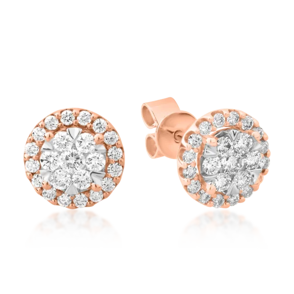 Cercei din aur roz cu diamante de 0.5ct