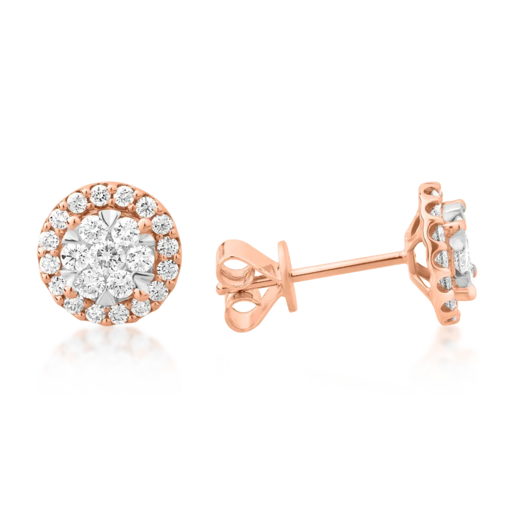 Cercei din aur roz cu diamante de 0.5ct - imagine 3