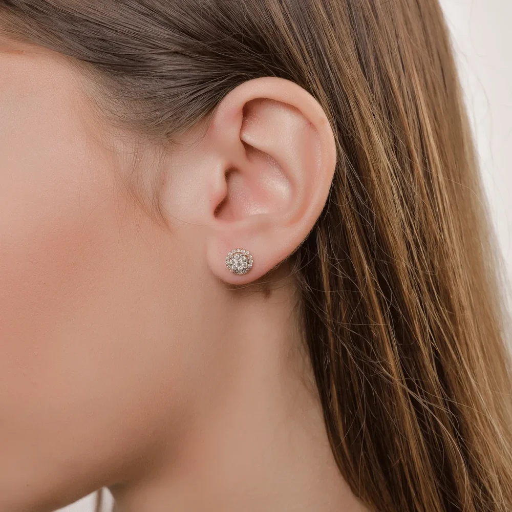 Cercei din aur roz cu diamante de 0.5ct - imagine 4