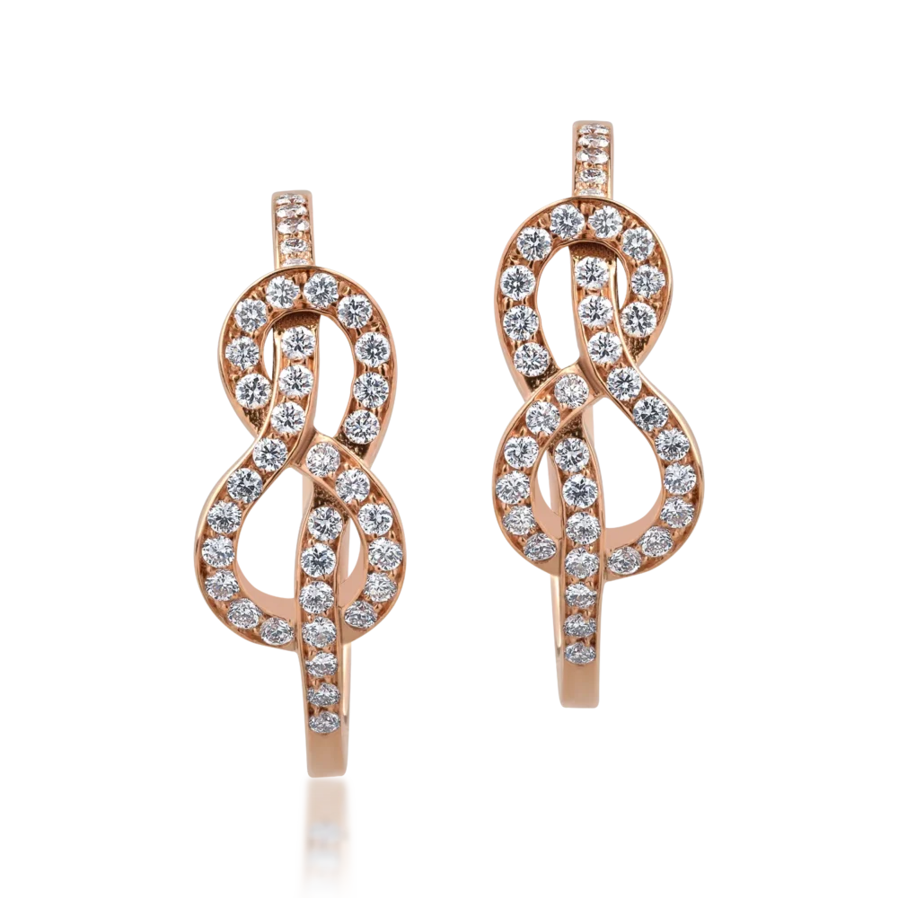 Cercei din aur roz cu diamante de 0.5ct - imagine 2