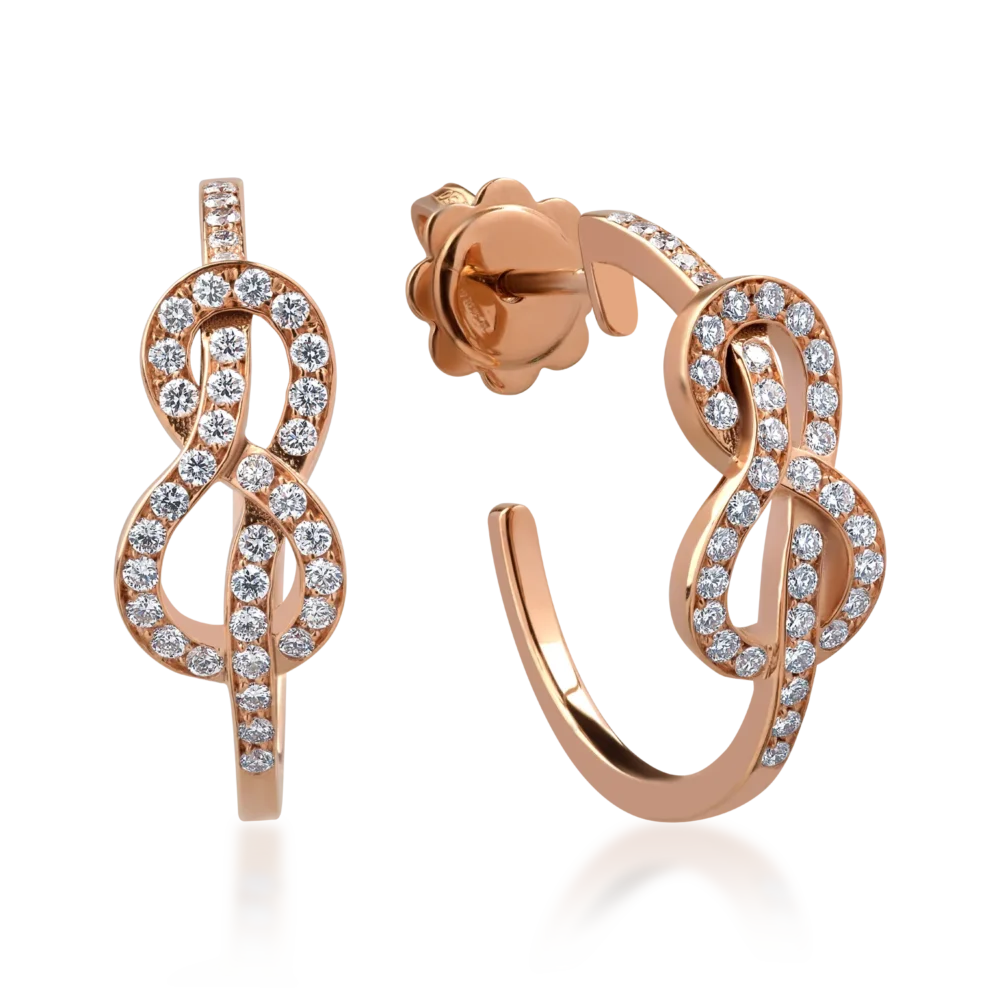 Cercei din aur roz cu diamante de 0.5ct