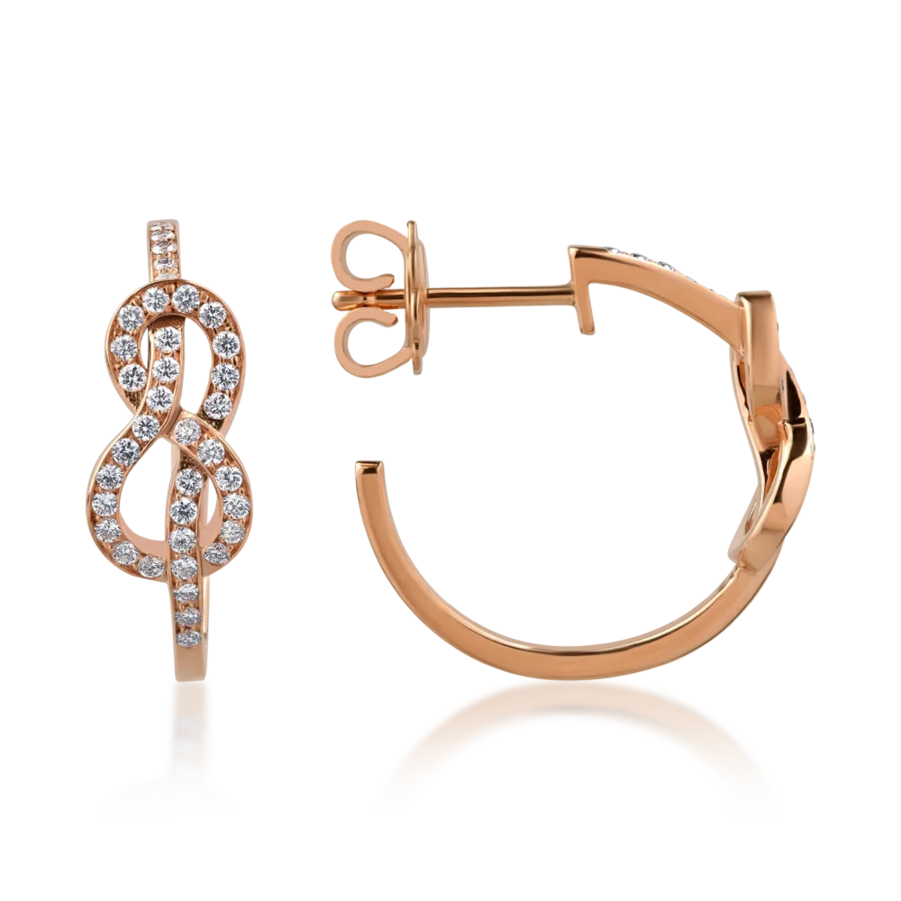 Cercei din aur roz cu diamante de 0.5ct - imagine 3