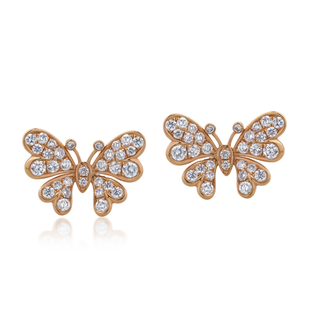 Cercei din aur roz cu diamante de 0.61ct - imagine 2