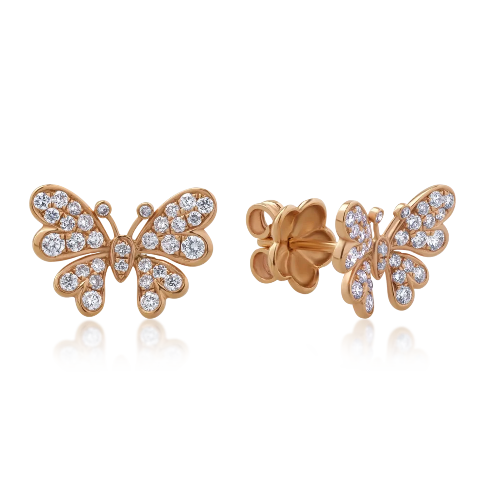 Cercei din aur roz cu diamante de 0.61ct