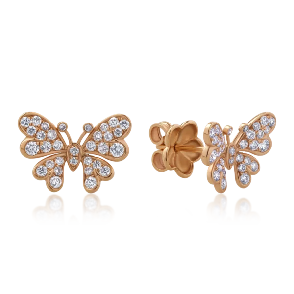 Cercei din aur roz cu diamante de 0.61ct