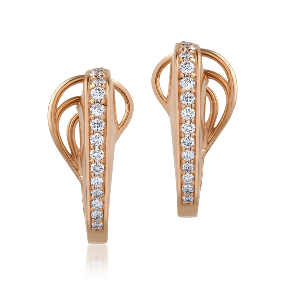 Cercei din aur roz cu diamante de 0.64ct - imagine 2