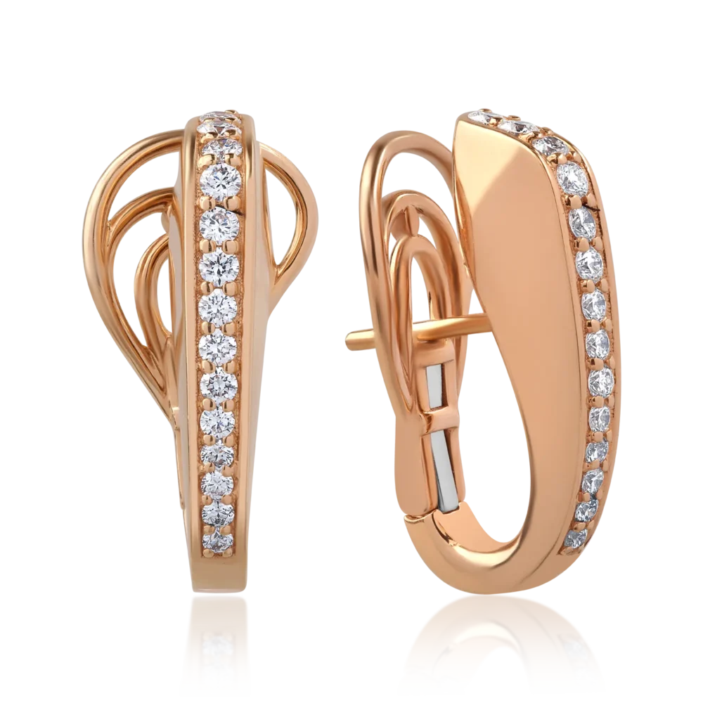 Cercei din aur roz cu diamante de 0.64ct