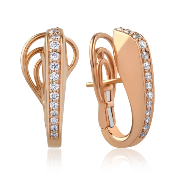 Cercei din aur roz cu diamante de 0.64ct