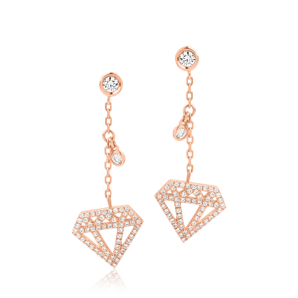 Cercei din aur roz cu diamante de 0.64ct - imagine 2