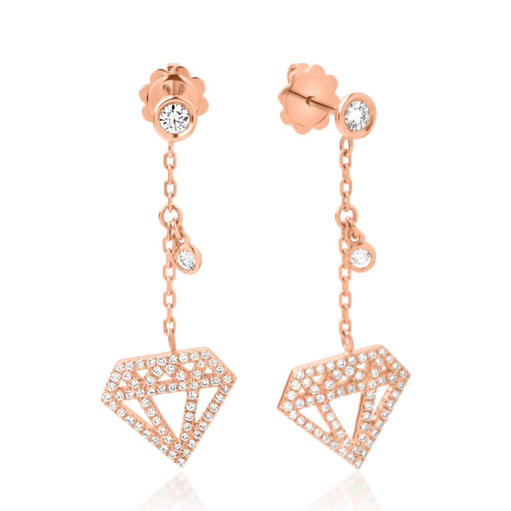 Cercei din aur roz cu diamante de 0.64ct