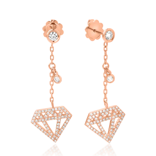 Cercei din aur roz cu diamante de 0.64ct