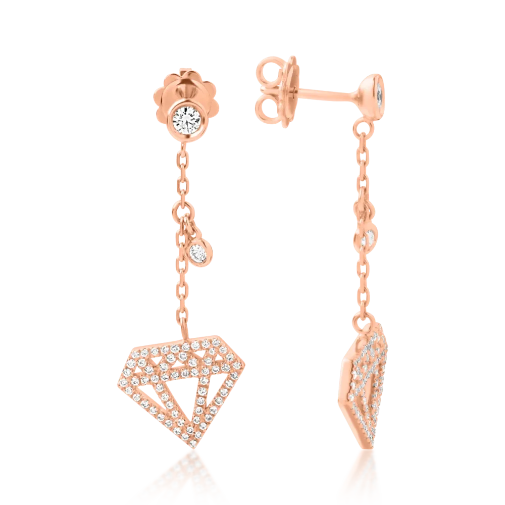 Cercei din aur roz cu diamante de 0.64ct - imagine 3