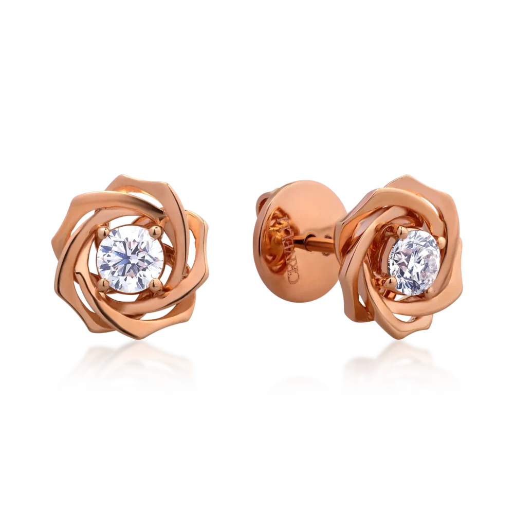 Cercei din aur roz cu diamante de 0.6ct