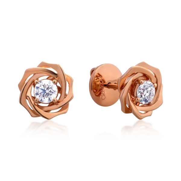 Cercei din aur roz cu diamante de 0.6ct