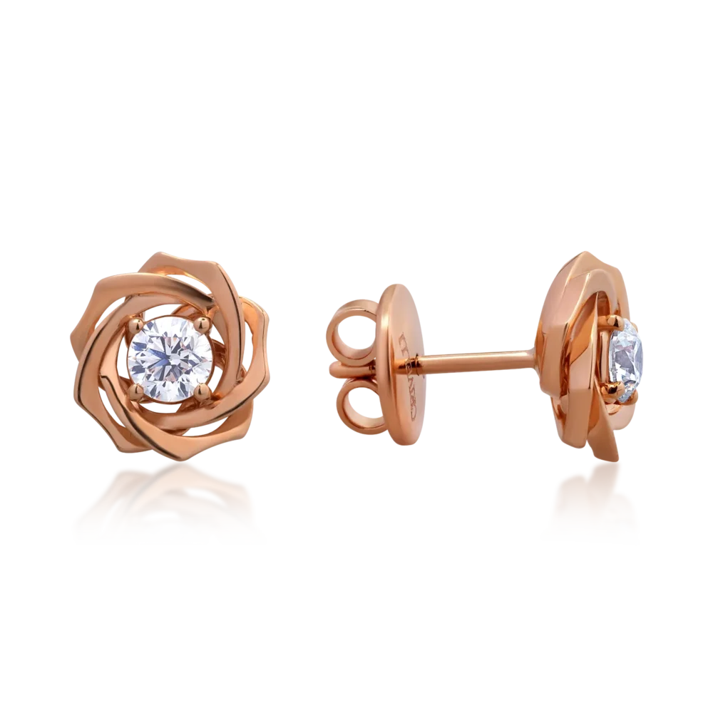 Cercei din aur roz cu diamante de 0.6ct - imagine 3