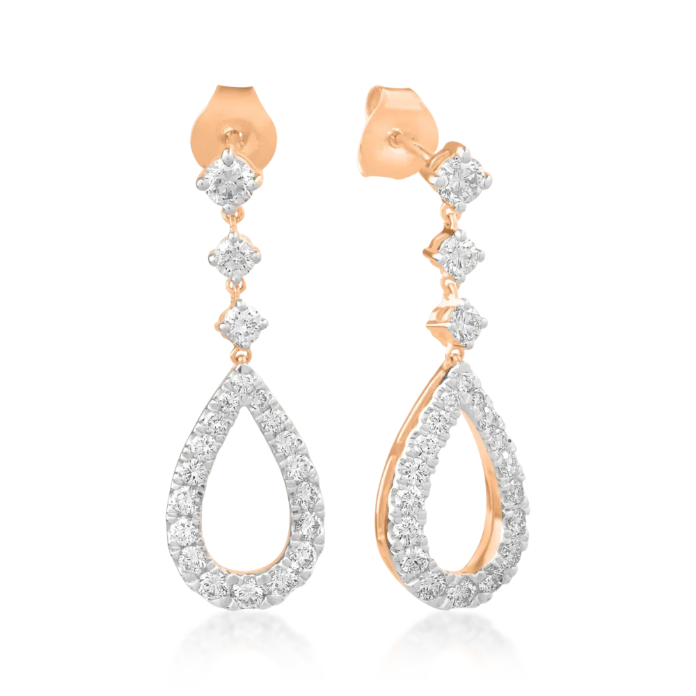 Cercei din aur roz cu diamante de 0.93ct