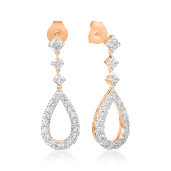 Cercei din aur roz cu diamante de 0.93ct