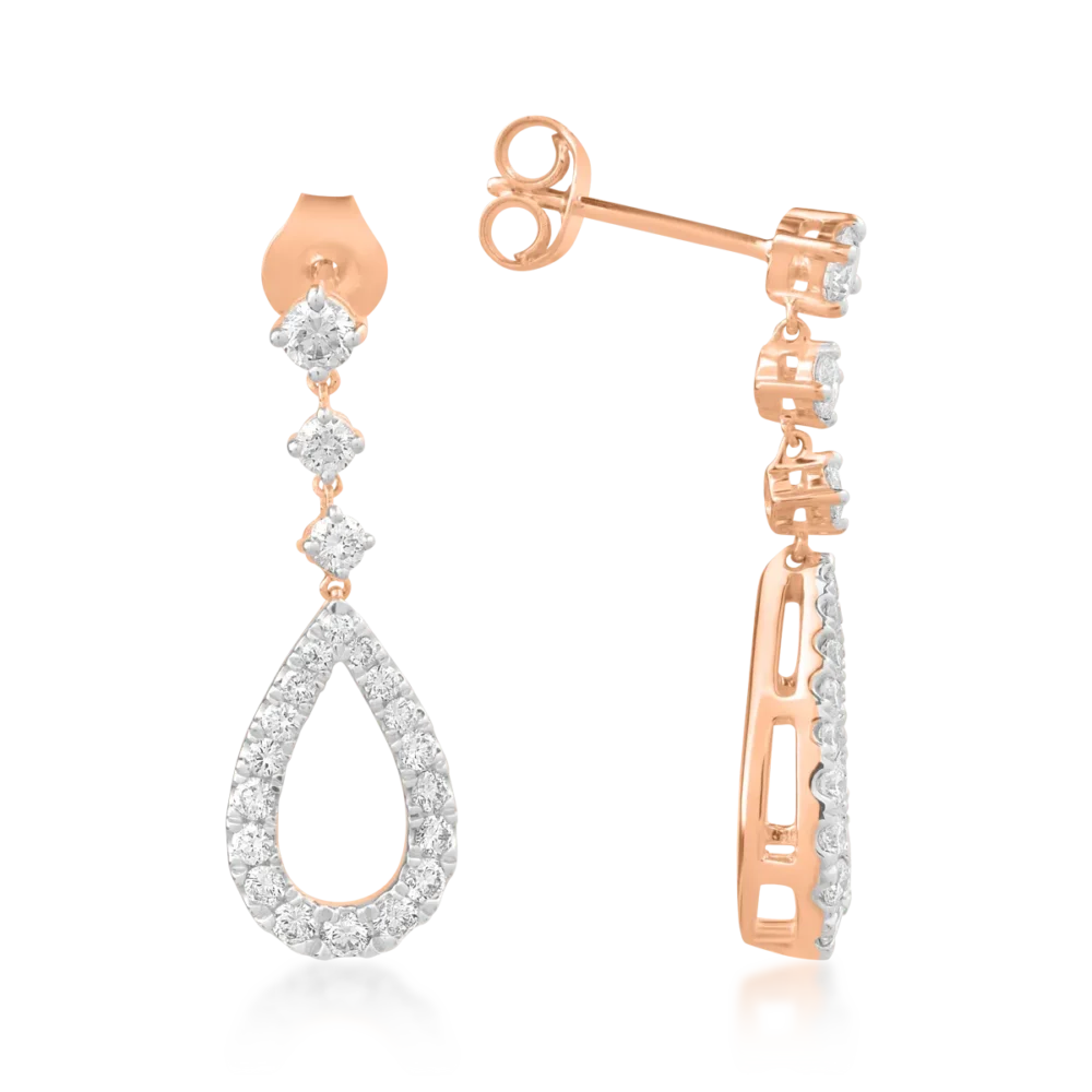 Cercei din aur roz cu diamante de 0.93ct - imagine 3